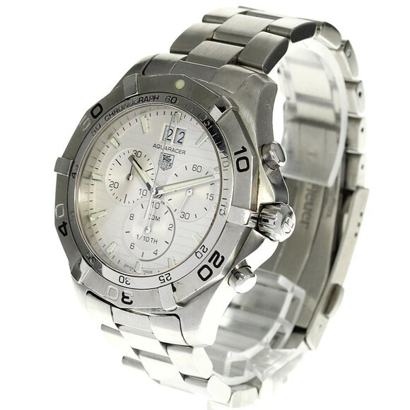 TAG HEUER Aqua racer CAF101F Chronograph Date Silver Dial Quartz Men's